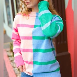 Haptics Boutique Striped Reverse Colorblock Sweater Sz 1X